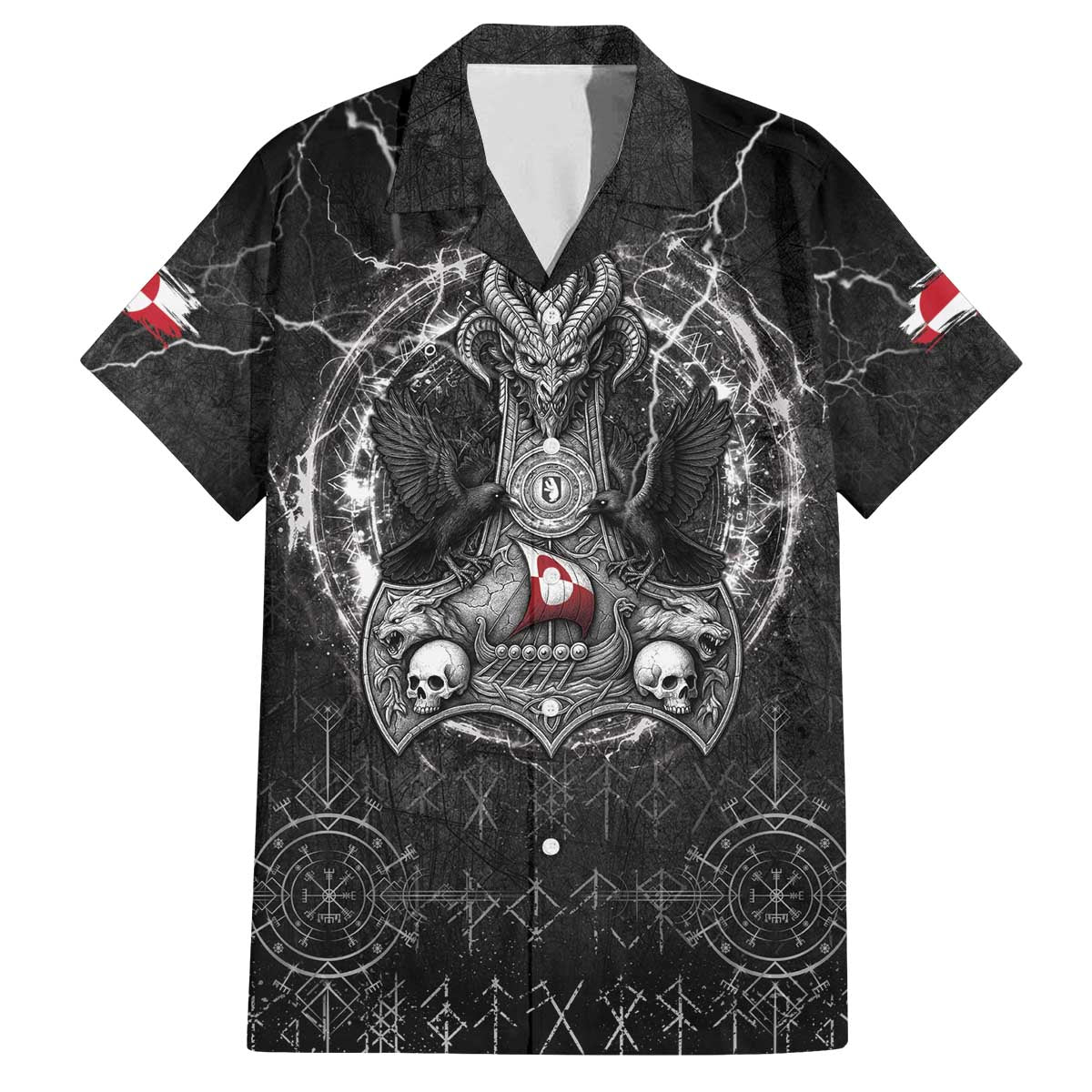 Personalized Greenland Viking Family Matching Off The Shoulder Long Sleeve Dress and Hawaiian Shirt Odin's Raven Legacy - Wonder Print Shop