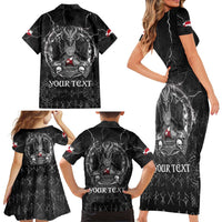 Personalized Greenland Viking Family Matching Short Sleeve Bodycon Dress and Hawaiian Shirt Odin's Raven Legacy - Wonder Print Shop