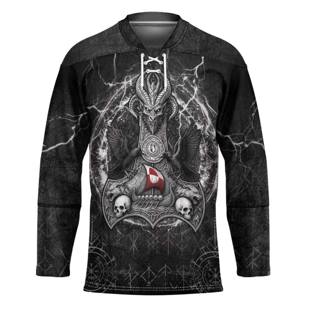 Personalized Greenland Viking Hockey Jersey Odin's Raven Legacy - Wonder Print Shop