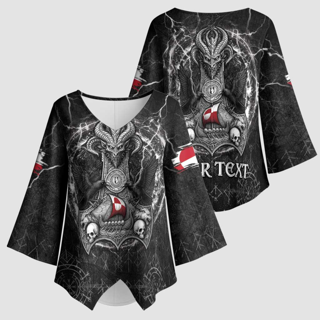Personalized Greenland Viking Kimono Sleeve Blouse Odin's Raven Legacy - Wonder Print Shop