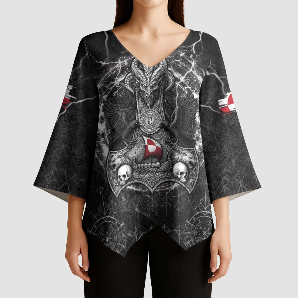 Personalized Greenland Viking Kimono Sleeve Blouse Odin's Raven Legacy - Wonder Print Shop