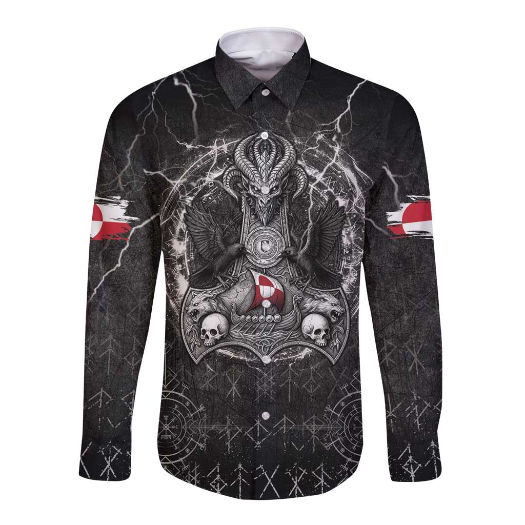Personalized Greenland Viking Long Sleeve Button Shirt Odin's Raven Legacy - Wonder Print Shop