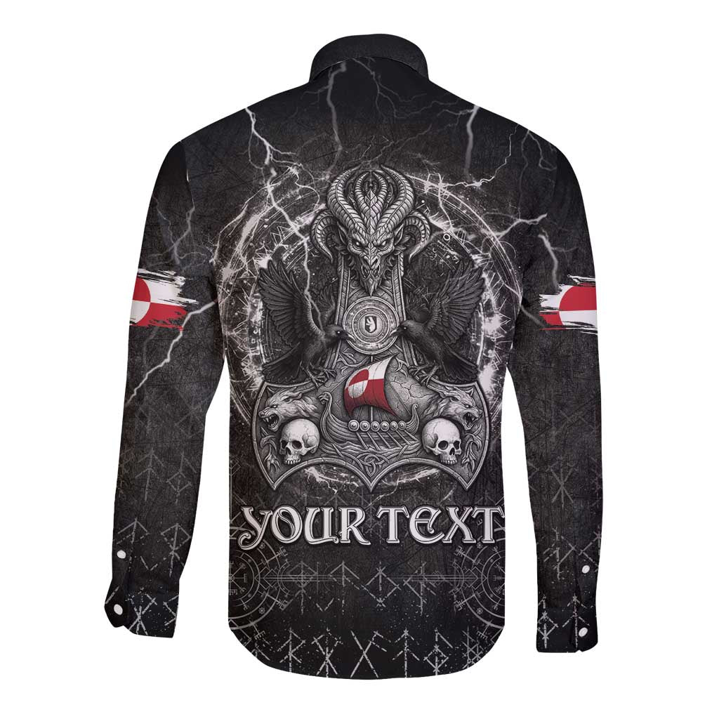 Personalized Greenland Viking Long Sleeve Button Shirt Odin's Raven Legacy - Wonder Print Shop