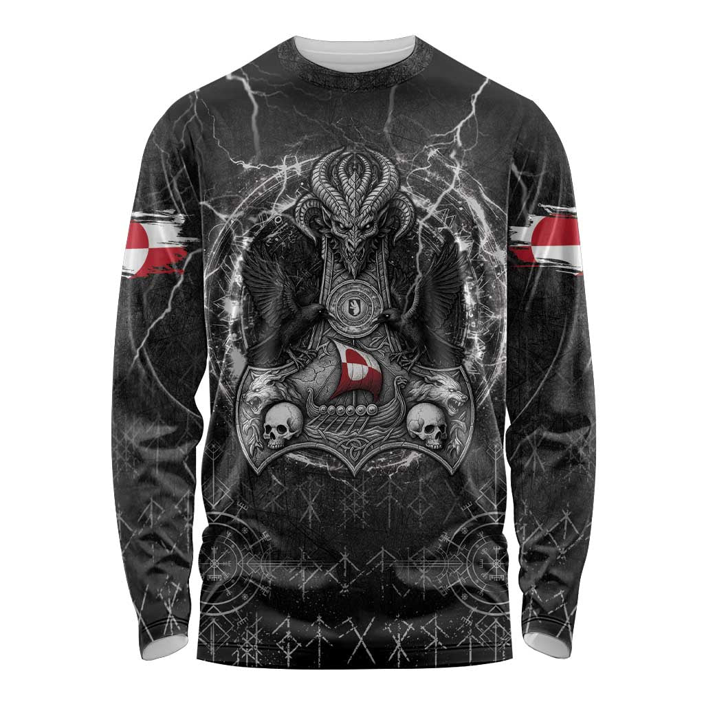 Personalized Greenland Viking Long Sleeve Shirt Odin's Raven Legacy - Wonder Print Shop
