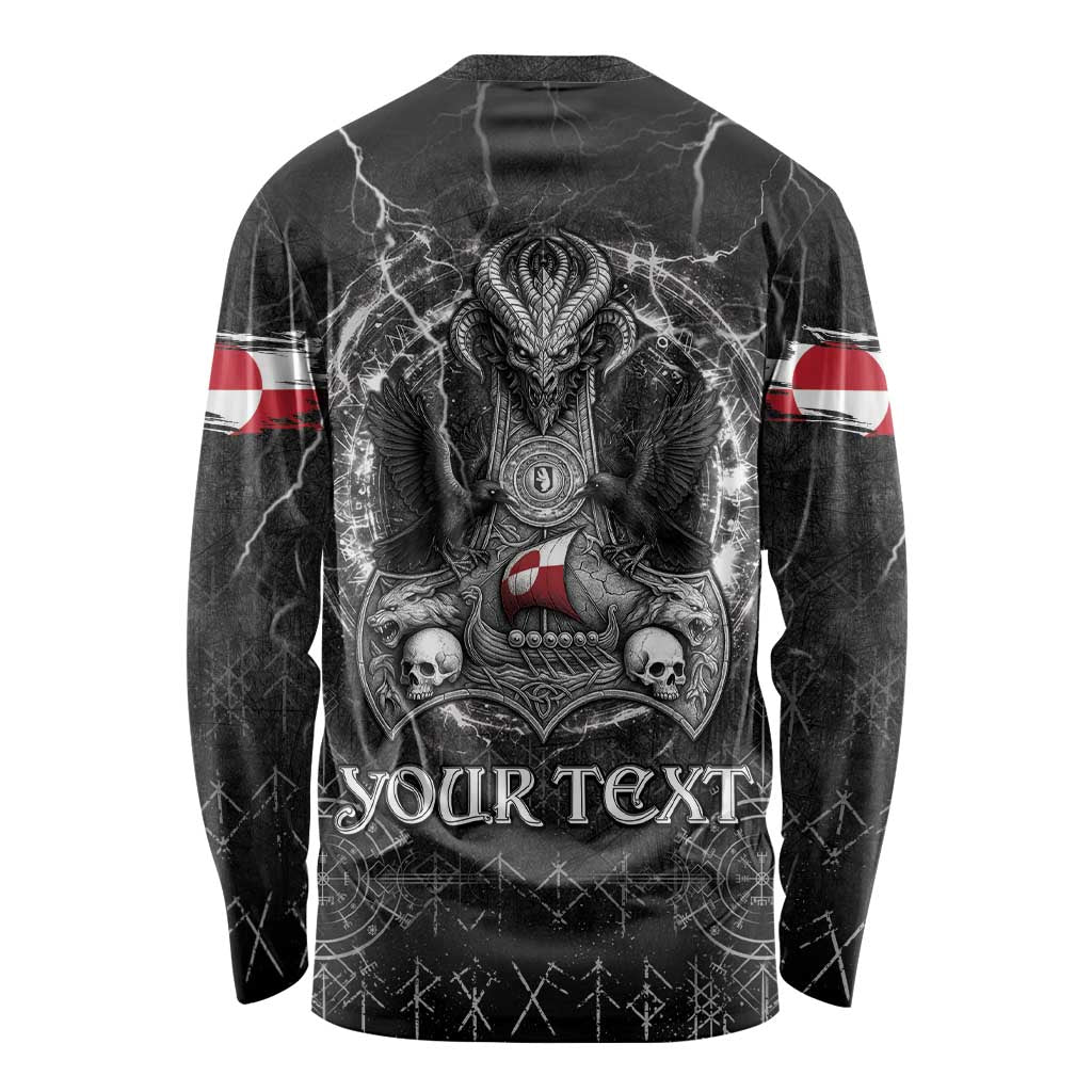 Personalized Greenland Viking Long Sleeve Shirt Odin's Raven Legacy - Wonder Print Shop