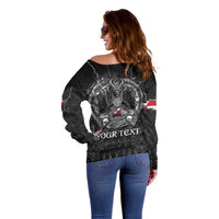 Personalized Greenland Viking Off Shoulder Sweater Odin's Raven Legacy - Wonder Print Shop