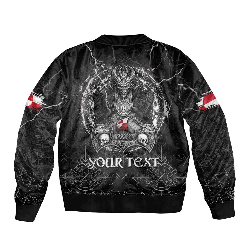Personalized Greenland Viking Sleeve Zip Bomber Jacket Odin's Raven Legacy - Wonder Print Shop