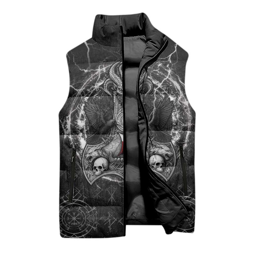 Personalized Greenland Viking Sleeveless Puffer Jacket Odin's Raven Legacy - Wonder Print Shop