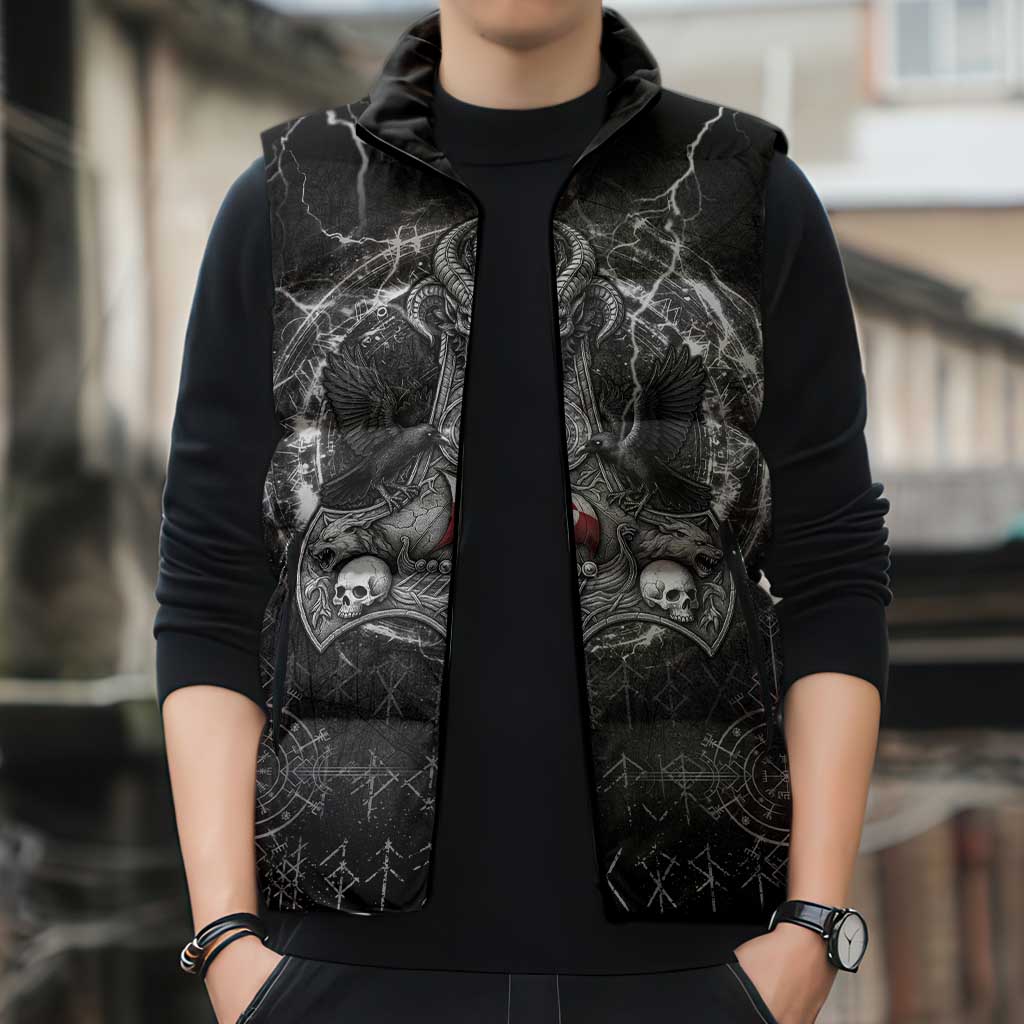 Personalized Greenland Viking Sleeveless Puffer Jacket Odin's Raven Legacy - Wonder Print Shop