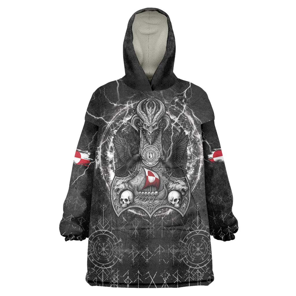Personalized Greenland Viking Wearable Blanket Hoodie Odin's Raven Legacy - Wonder Print Shop