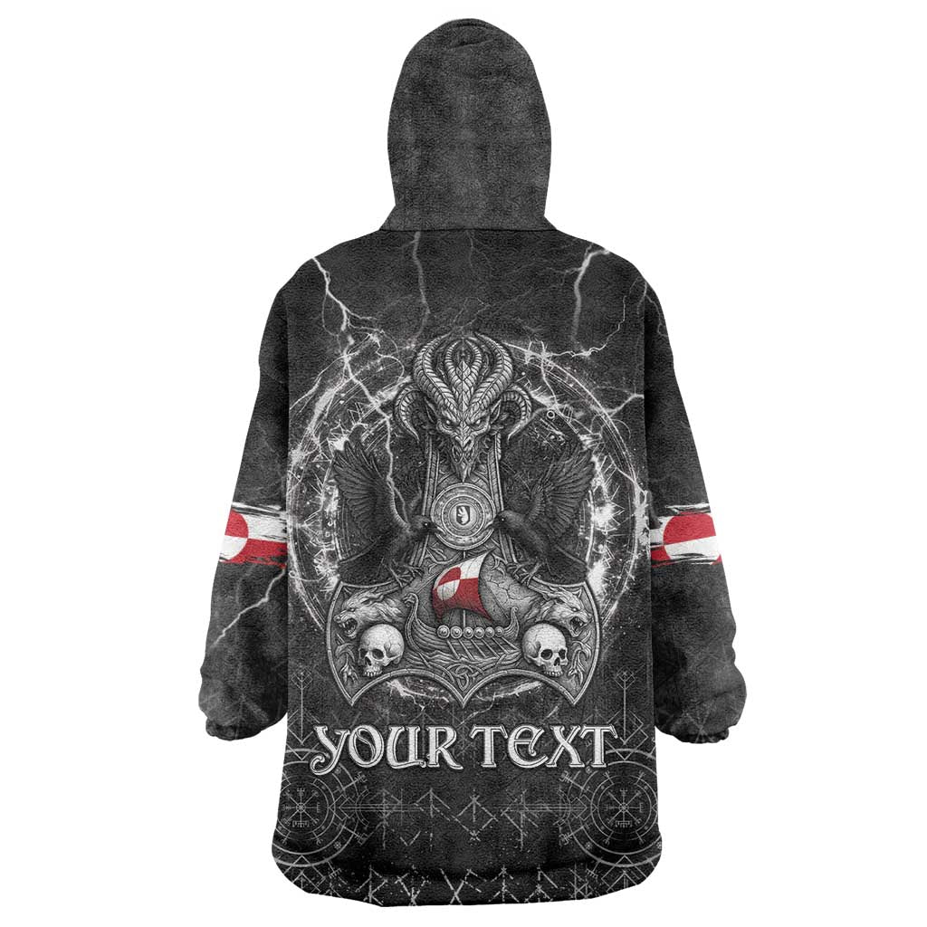 Personalized Greenland Viking Wearable Blanket Hoodie Odin's Raven Legacy - Wonder Print Shop
