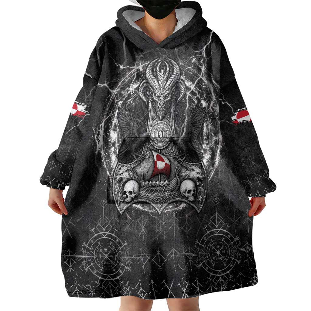Personalized Greenland Viking Wearable Blanket Hoodie Odin's Raven Legacy - Wonder Print Shop