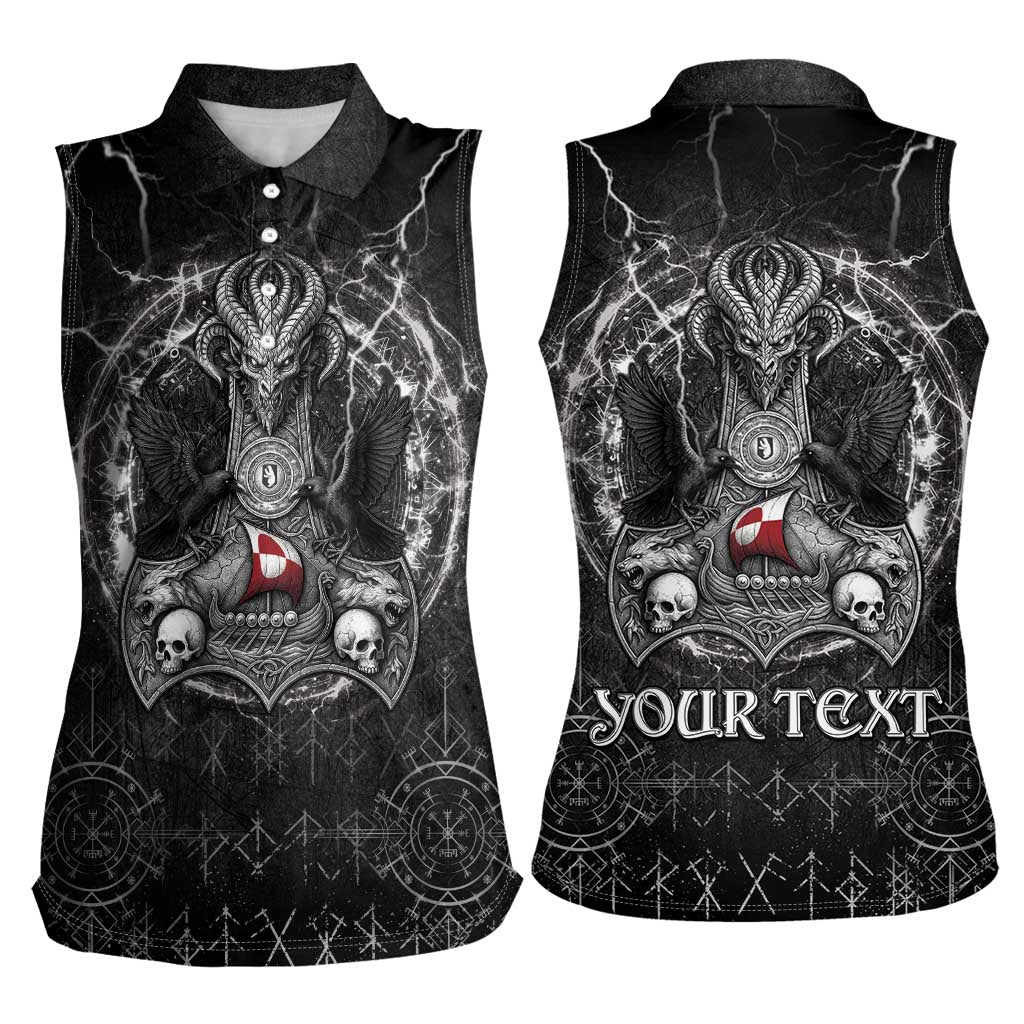 Personalized Greenland Viking Women Sleeveless Polo Shirt Odin's Raven Legacy - Wonder Print Shop
