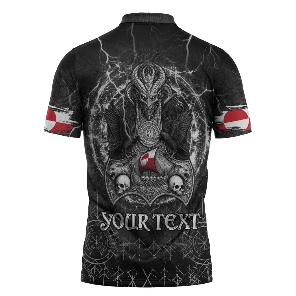 Personalized Greenland Viking Zipper Polo Shirt Odin's Raven Legacy - Wonder Print Shop