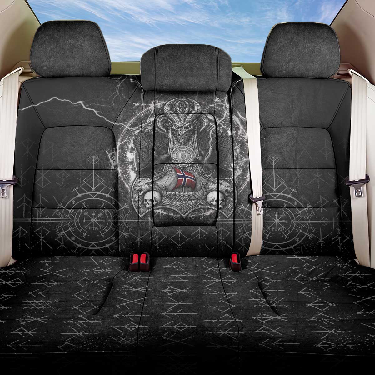 Norway Viking Back Car Seat Cover Odin's Raven Legacy - Wonder Print Shop