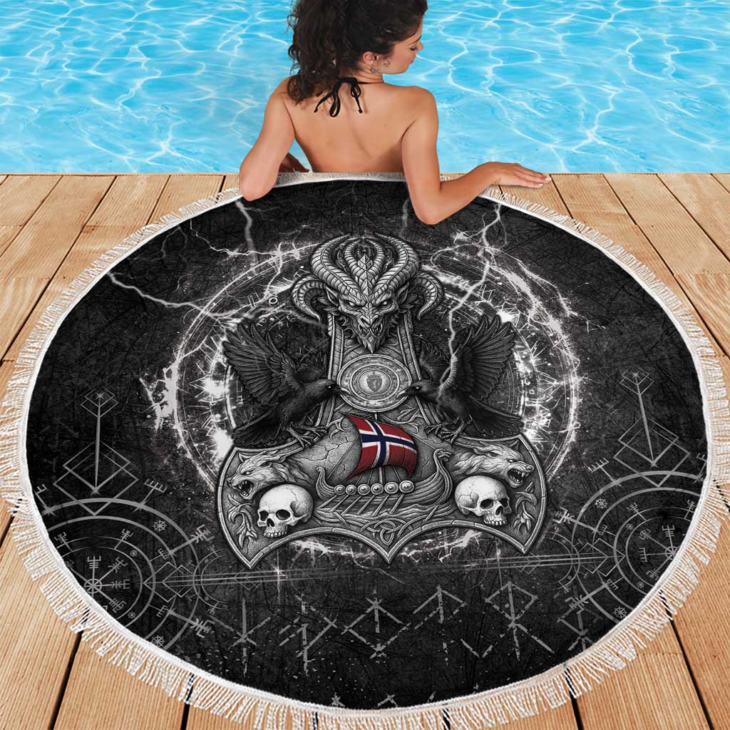 Norway Viking Beach Blanket Odin's Raven Legacy - Wonder Print Shop