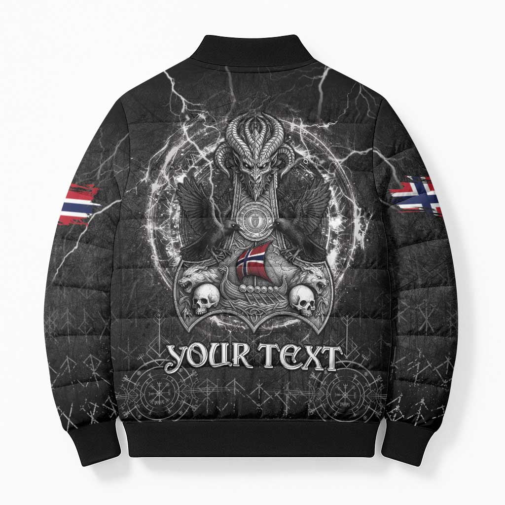 Personalized Norway Viking Bomber Puffer Jacket Odin's Raven Legacy - Wonder Print Shop