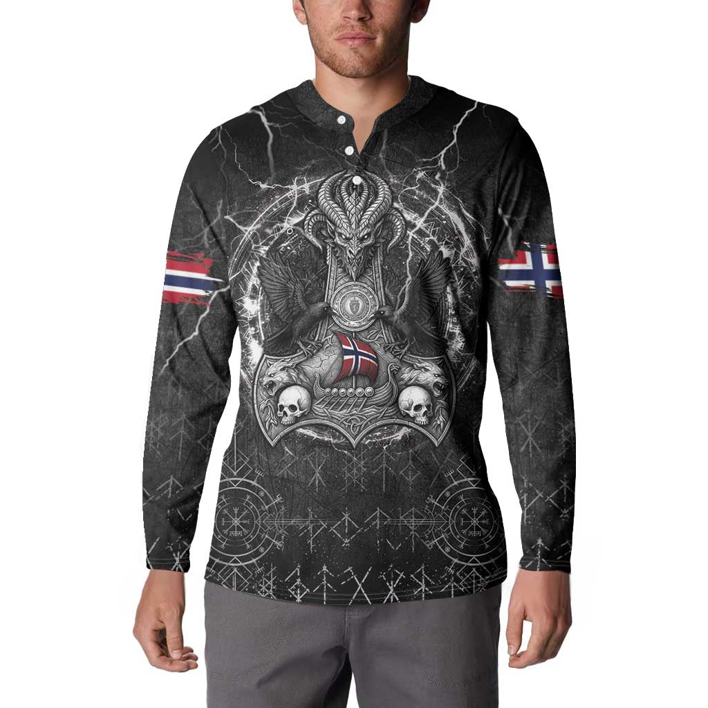 Personalized Norway Viking Button Sweatshirt Odin's Raven Legacy - Wonder Print Shop