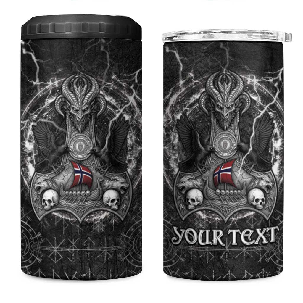 Personalized Norway Viking 4 in 1 Can Cooler Tumbler Odin's Raven Legacy - Wonder Print Shop