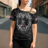 Personalized Norway Viking Cross Shoulder Shirt Odin's Raven Legacy - Wonder Print Shop