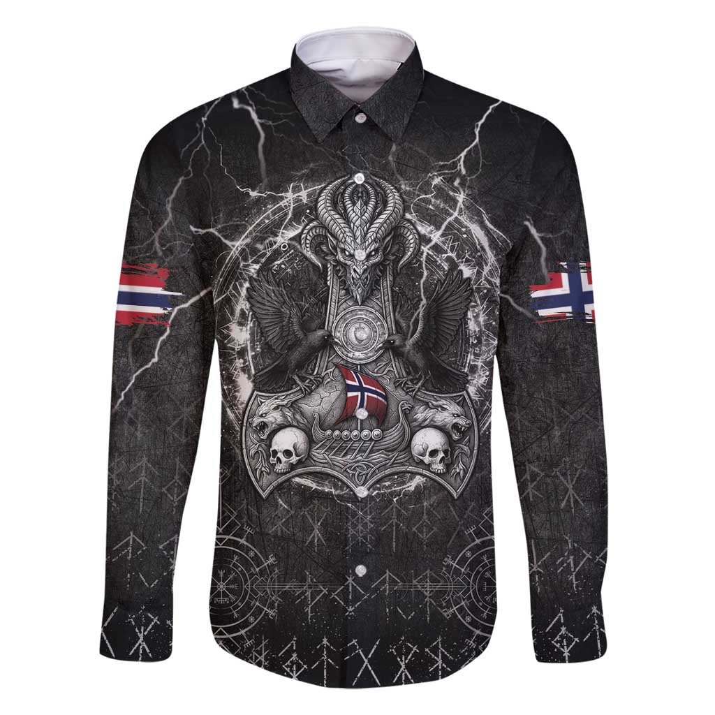 Personalized Norway Viking Family Matching Long Sleeve Bodycon Dress and Hawaiian Shirt Odin's Raven Legacy - Wonder Print Shop