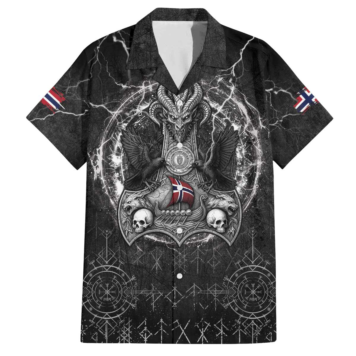 Personalized Norway Viking Family Matching Off The Shoulder Long Sleeve Dress and Hawaiian Shirt Odin's Raven Legacy - Wonder Print Shop