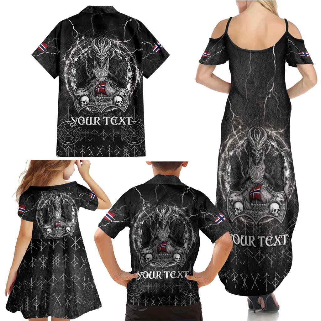 Personalized Norway Viking Family Matching Summer Maxi Dress and Hawaiian Shirt Odin's Raven Legacy - Wonder Print Shop