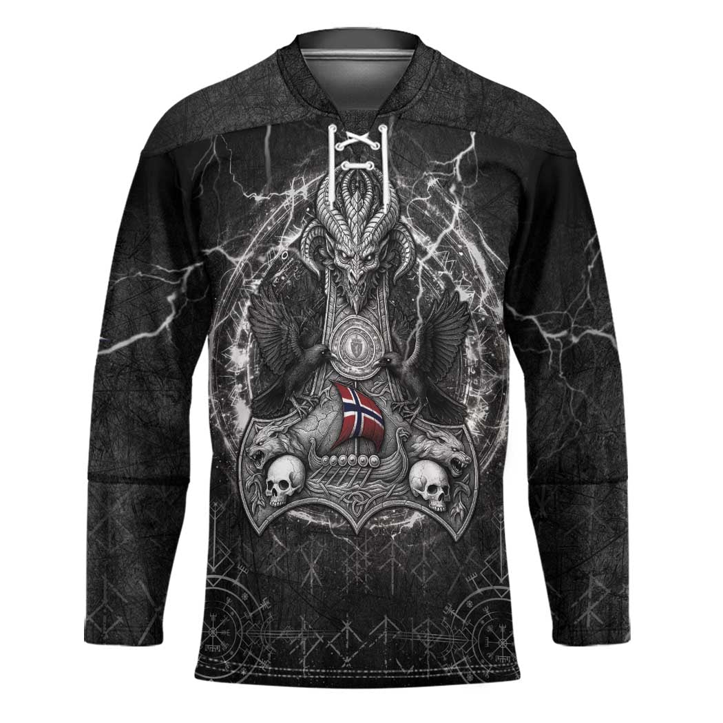 Personalized Norway Viking Hockey Jersey Odin's Raven Legacy - Wonder Print Shop