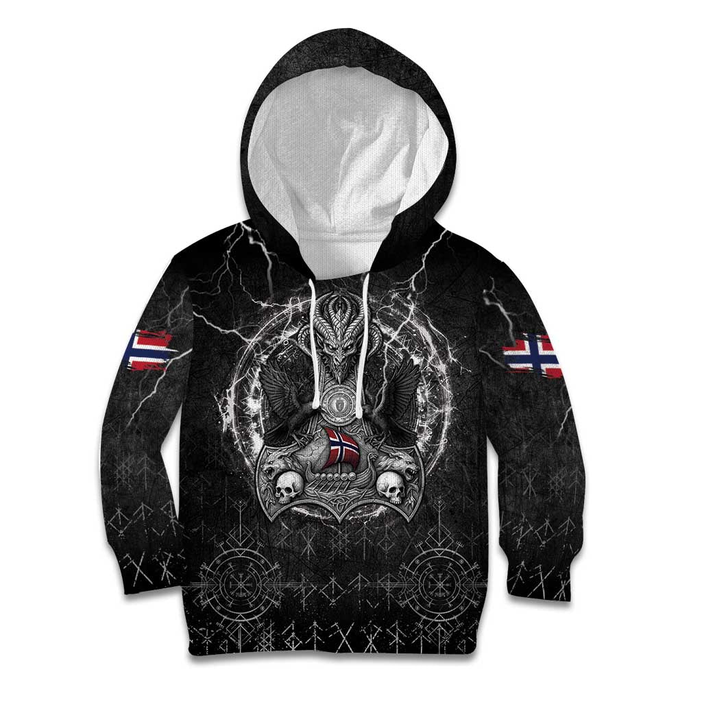 Personalized Norway Viking Kid Hoodie Odin's Raven Legacy - Wonder Print Shop