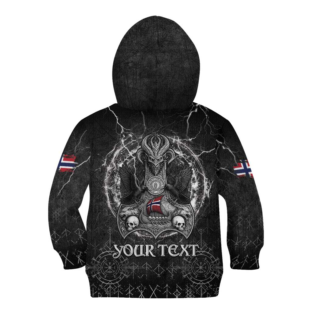 Personalized Norway Viking Kid Hoodie Odin's Raven Legacy - Wonder Print Shop