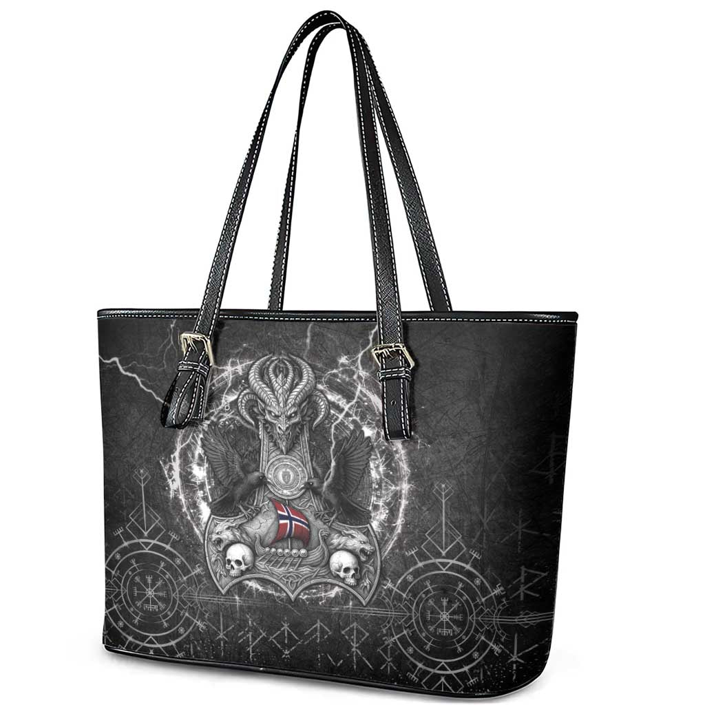 Norway Viking Leather Tote Bag Odin's Raven Legacy - Wonder Print Shop