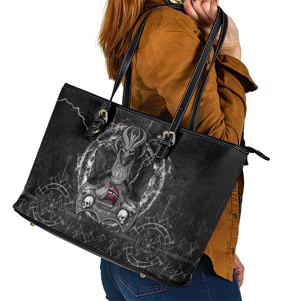 Norway Viking Leather Tote Bag Odin's Raven Legacy - Wonder Print Shop