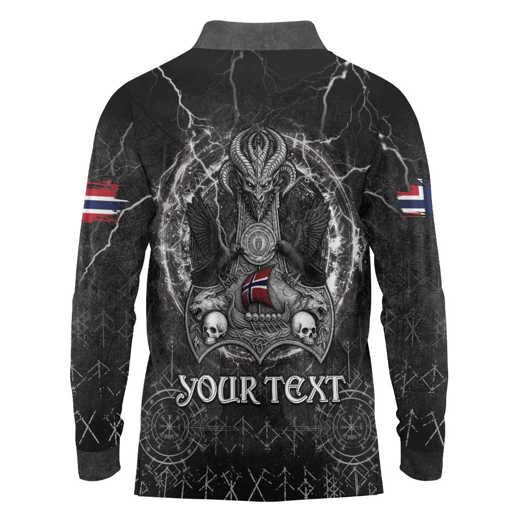 Personalized Norway Viking Long Sleeve Polo Shirt Odin's Raven Legacy - Wonder Print Shop