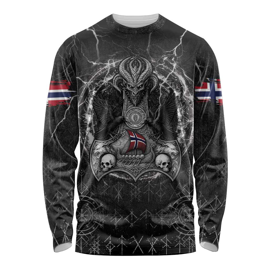 Personalized Norway Viking Long Sleeve Shirt Odin's Raven Legacy - Wonder Print Shop