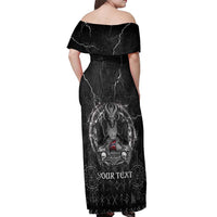 Personalized Norway Viking Off Shoulder Maxi Dress Odin's Raven Legacy - Wonder Print Shop