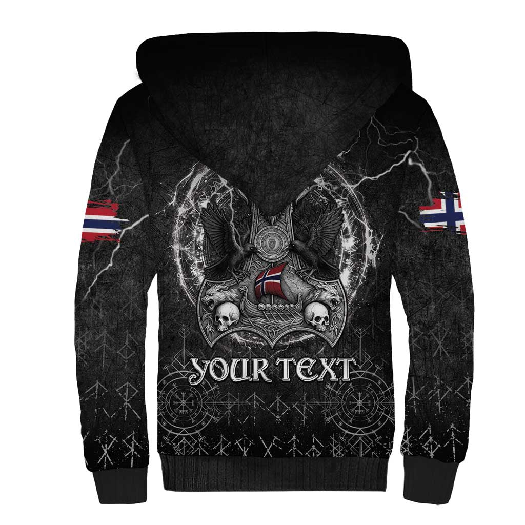 Personalized Norway Viking Sherpa Hoodie Odin's Raven Legacy - Wonder Print Shop