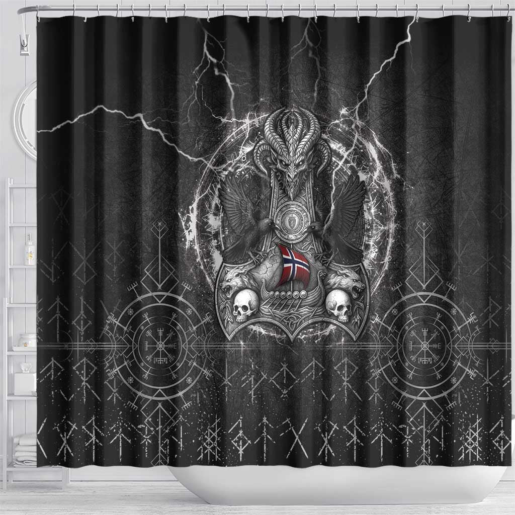 Norway Viking Shower Curtain Odin's Raven Legacy - Wonder Print Shop