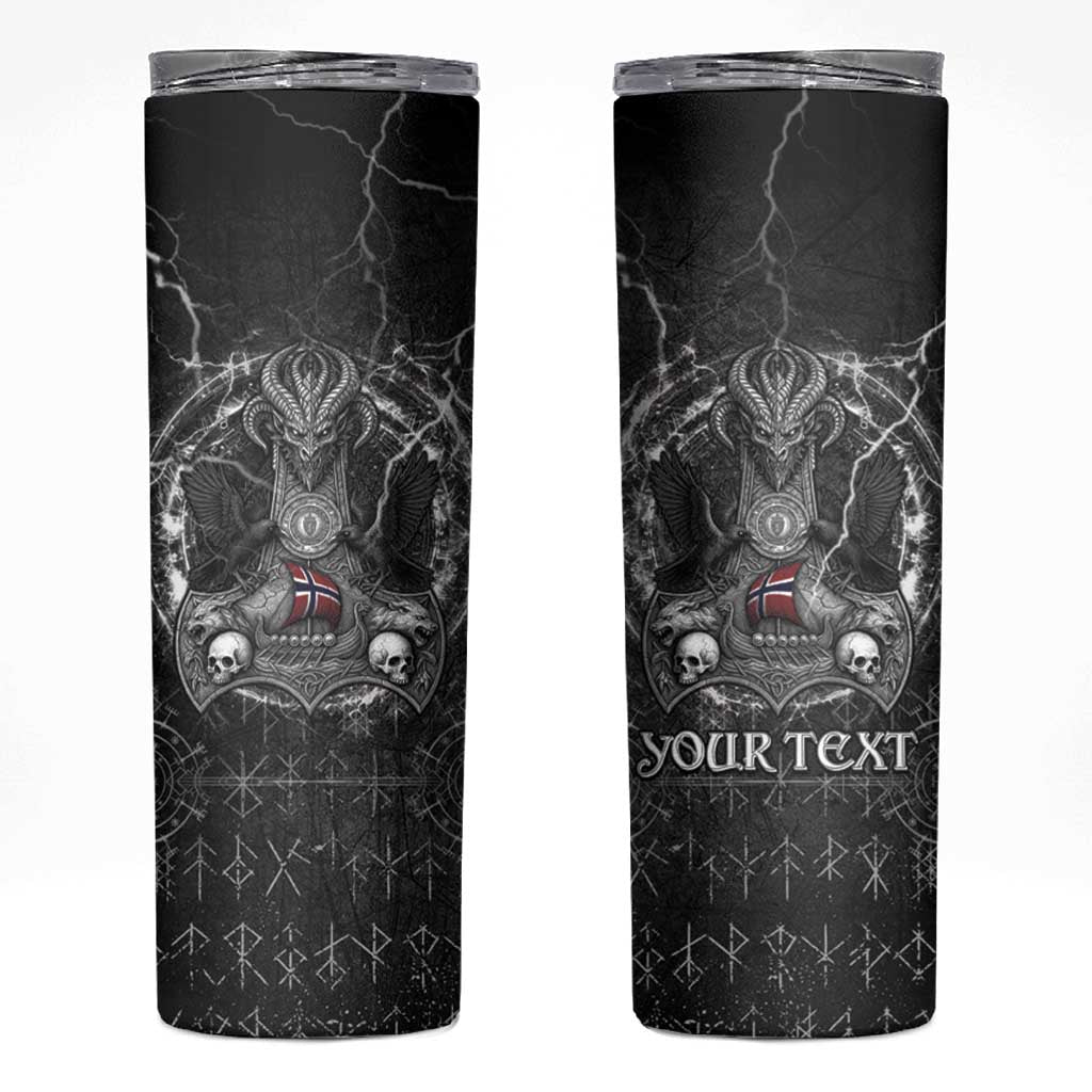 Personalized Norway Viking Skinny Tumbler Odin's Raven Legacy - Wonder Print Shop