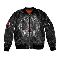 Personalized Norway Viking Sleeve Zip Bomber Jacket Odin's Raven Legacy - Wonder Print Shop