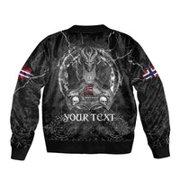 Personalized Norway Viking Sleeve Zip Bomber Jacket Odin's Raven Legacy - Wonder Print Shop