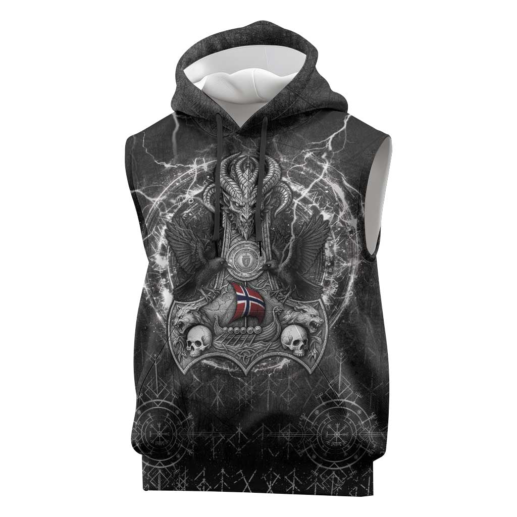 Personalized Norway Viking Sleeveless Hoodie Odin's Raven Legacy - Wonder Print Shop