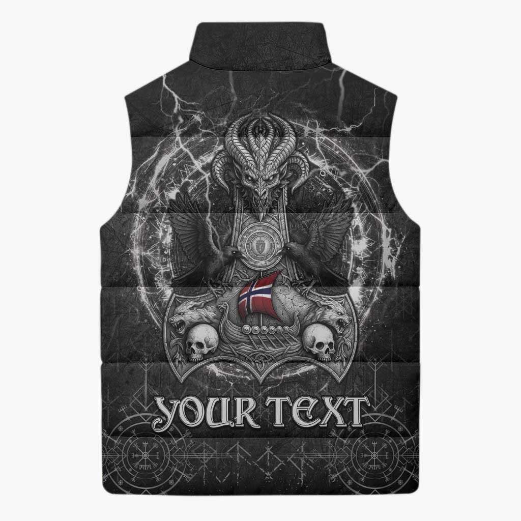 Personalized Norway Viking Sleeveless Puffer Jacket Odin's Raven Legacy - Wonder Print Shop