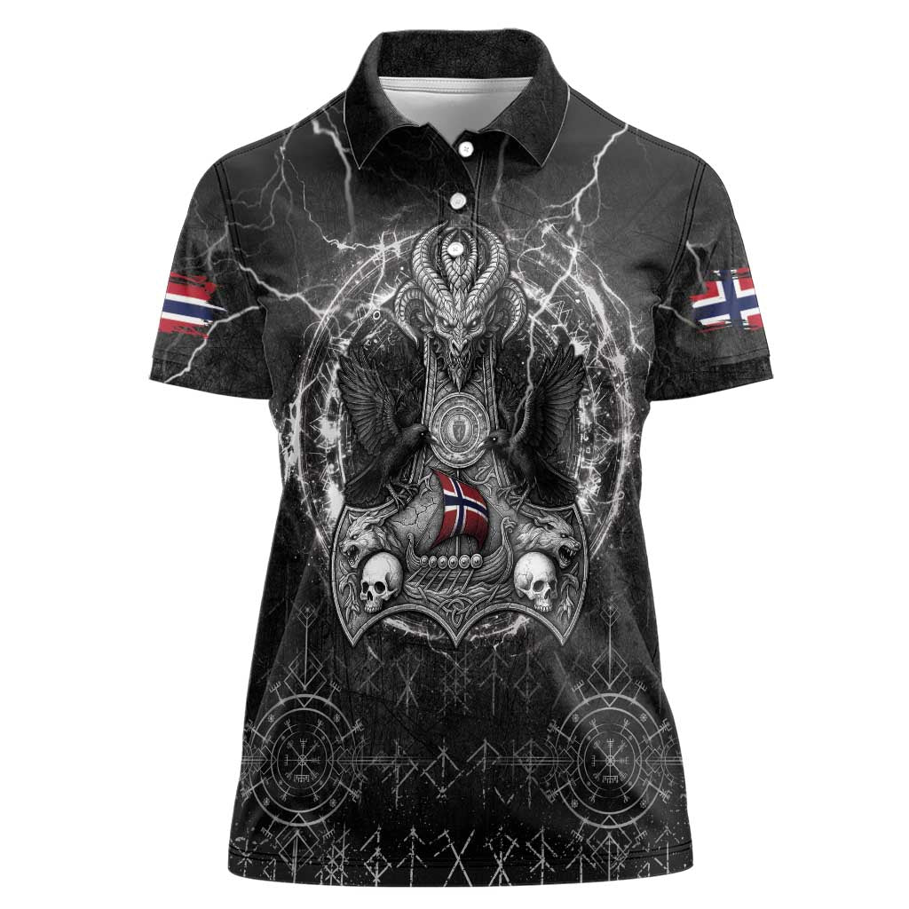 Personalized Norway Viking Women Polo Shirt Odin's Raven Legacy - Wonder Print Shop