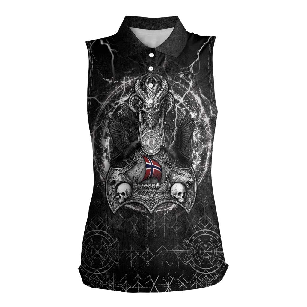 Personalized Norway Viking Women Sleeveless Polo Shirt Odin's Raven Legacy - Wonder Print Shop