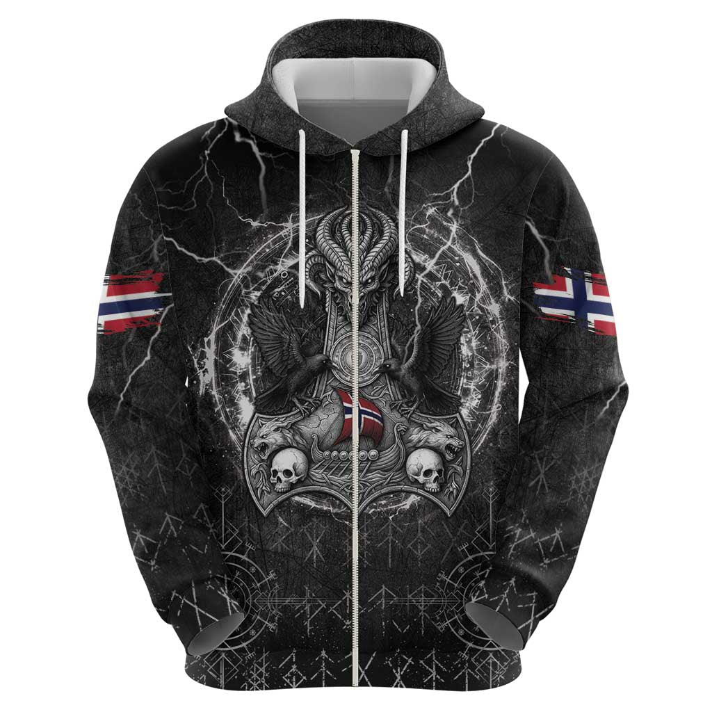 Personalized Norway Viking Zip Hoodie Odin's Raven Legacy - Wonder Print Shop