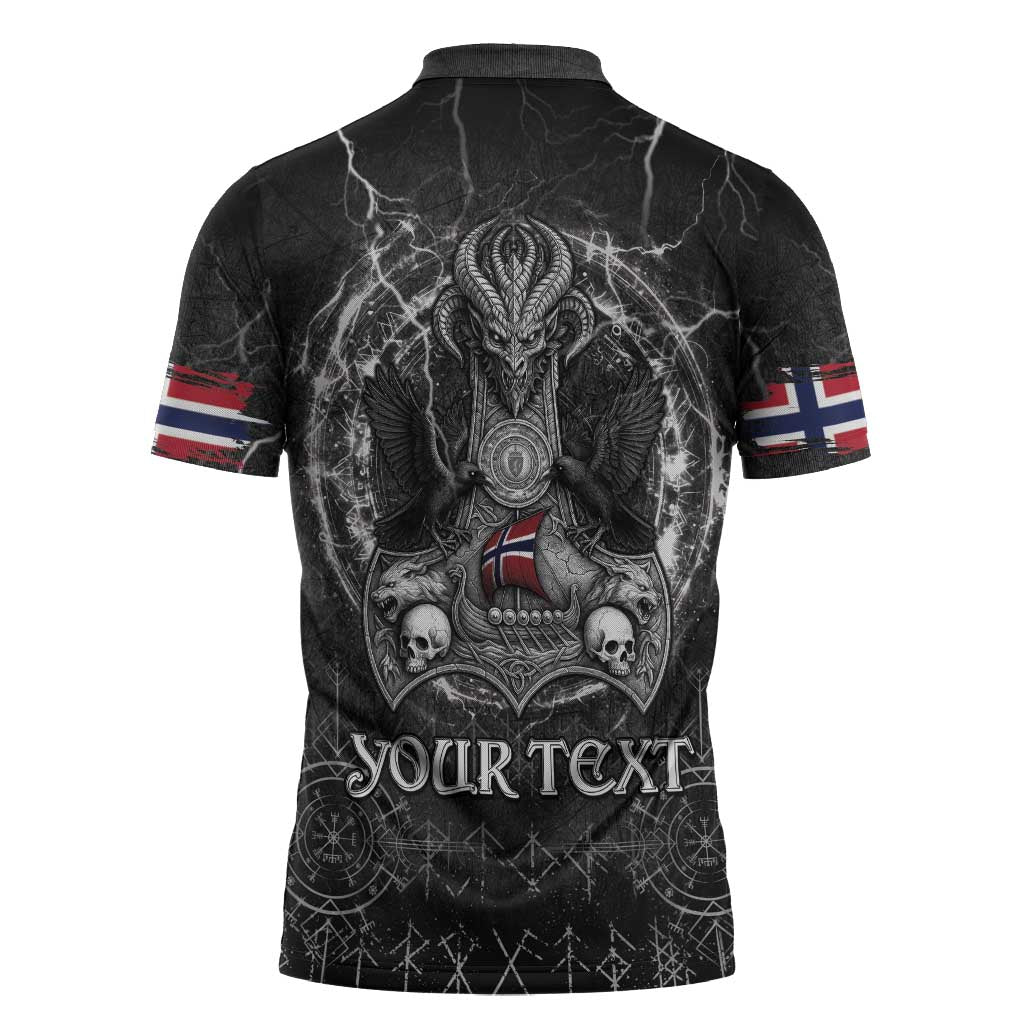 Personalized Norway Viking Zipper Polo Shirt Odin's Raven Legacy - Wonder Print Shop