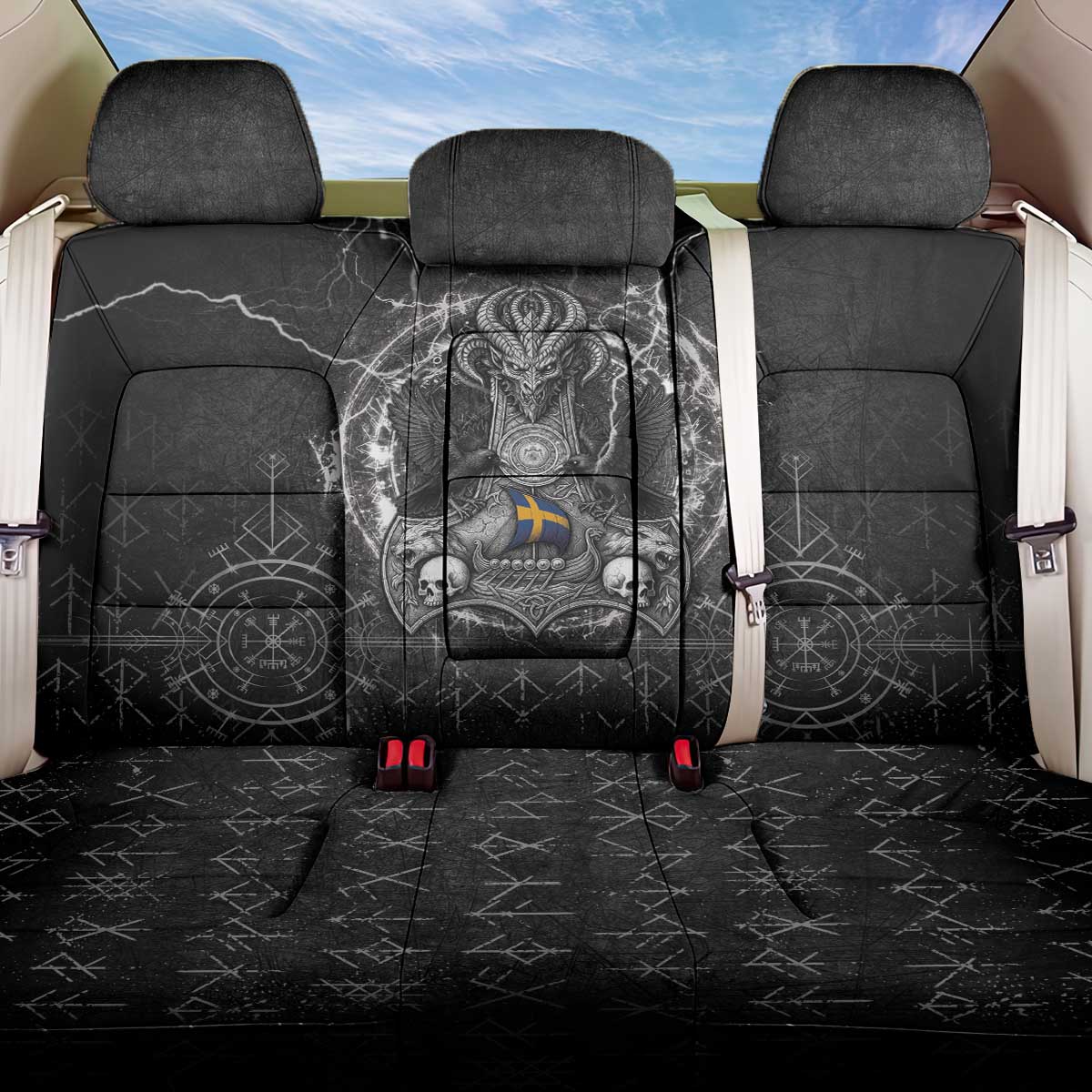 Sweden Viking Back Car Seat Cover Odin's Raven Legacy - Wonder Print Shop