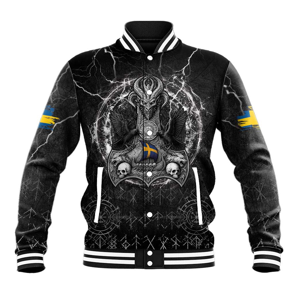 Personalized Sweden Viking Baseball Jacket Odin's Raven Legacy - Wonder Print Shop