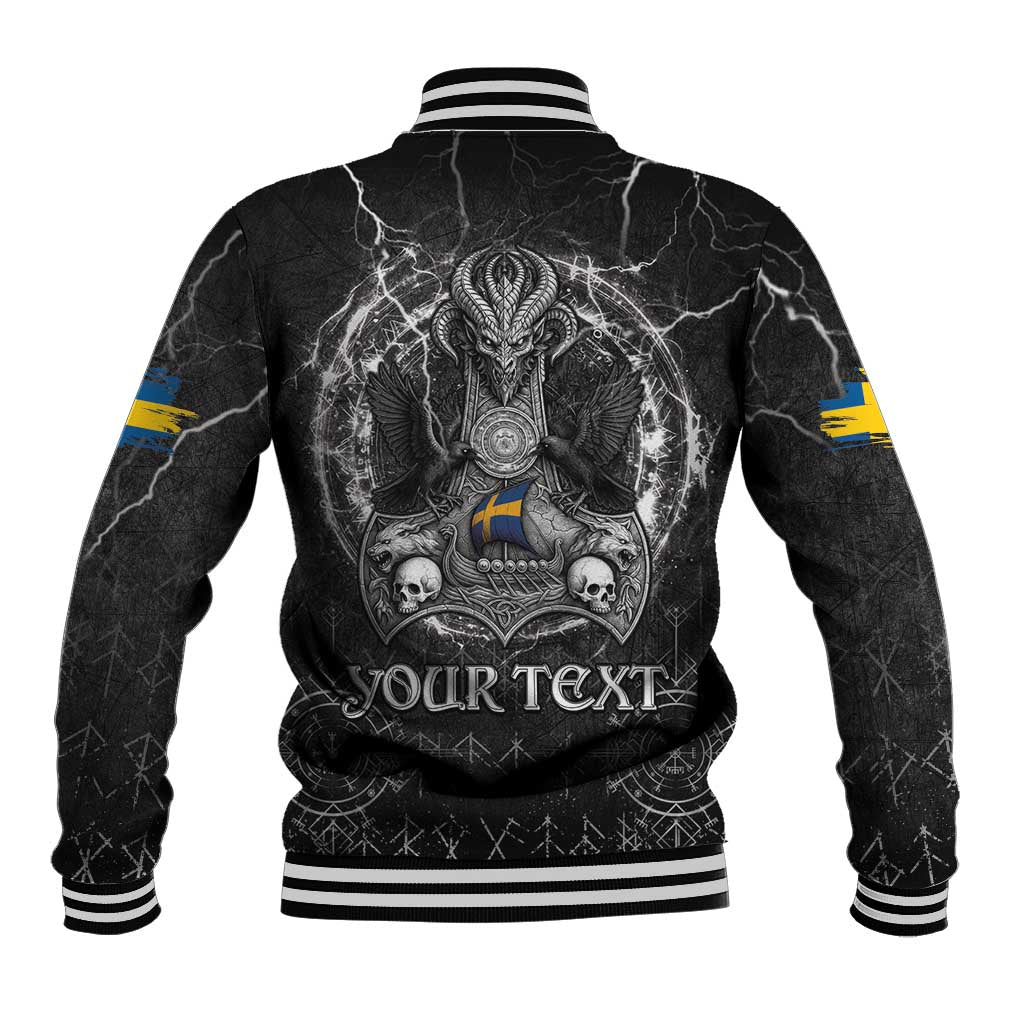 Personalized Sweden Viking Baseball Jacket Odin's Raven Legacy - Wonder Print Shop