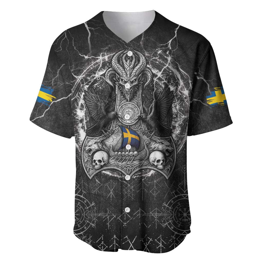 Personalized Sweden Viking Baseball Jersey Odin's Raven Legacy - Wonder Print Shop